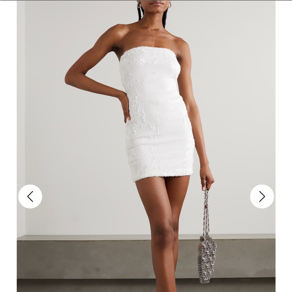 Strapless Sequin Stretched-Tulle Mini Dress